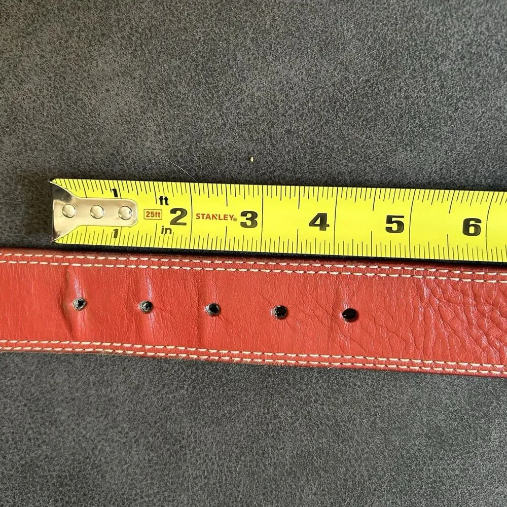 Vintage Y2K Michael Kors Womens Red Genuine Leather Belt Gold Buckle 33”